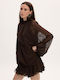 Melanie Mini Dress with Brown Ruffles