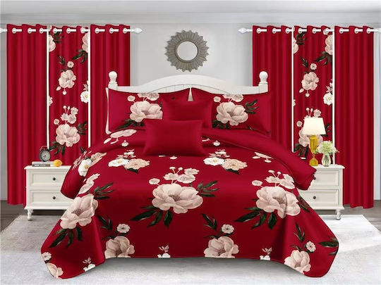 Kraft World King-Size-Bettlakenset mit Gummizug 220x240+25 cm Rot (5 Stück)