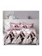 Kraft World Super-Double Sheet Set with 2 Pillowcases, Fitted, 160x240+25cm, Pink (3 Pieces)