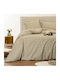 Melinen Elsa Baumwoll-Bettbezug-Set 165x245 cm Einzelbett mit Kissenbezug Beige