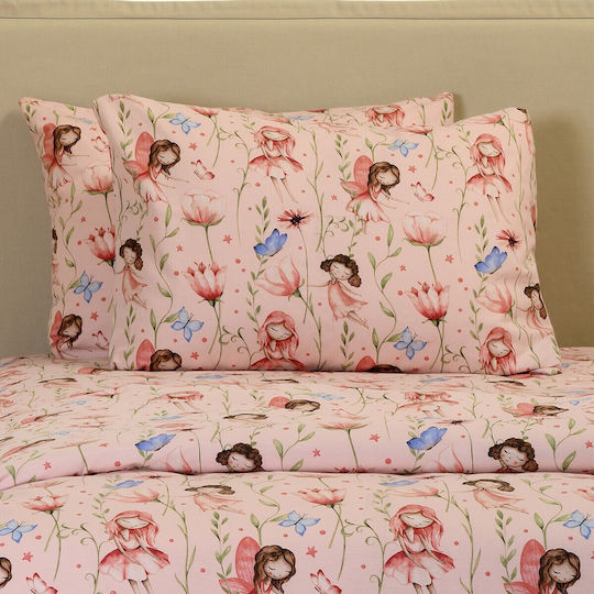 Melinen Set of Kids Pillowcases Made from 100% Cotton 53x72cm Pink