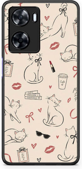 Smartfits Minimal Cat Fashion Doodles On Cream Oppo A57s A77s A77 Case