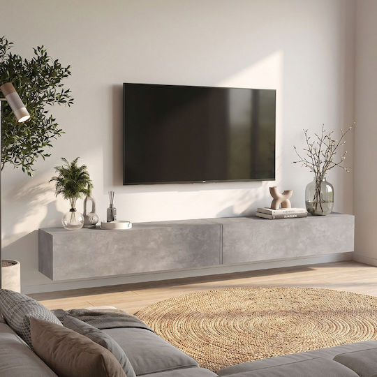 Wall-Mounted TV Stand in Concrete Grey 241.8x31.7x30 cm
