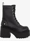 Damen-Leder-Kampfstiefel Black