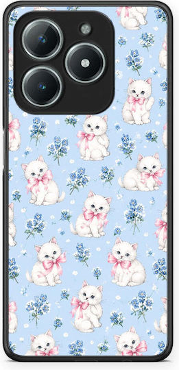 Smartfits White Kittens Blue Flowers Small Realme C61 Case