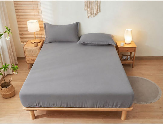 Kraft World Super-Double Fitted Sheet 160x240+30cm Grey BES-KAX160-Grey