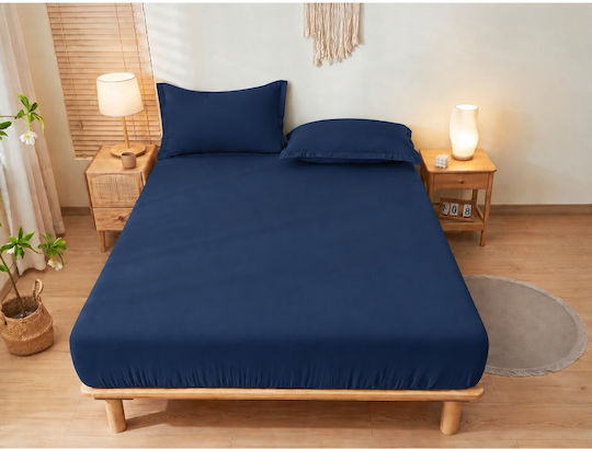 Kraft World King-Size-Spannbettlaken 220 x 240 + 30 cm Dunkelblau BES-KAX220-Dunkelblau