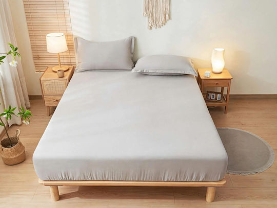 Kraft World King Size Fitted Sheet 220x240+30cm Light Grey BES-KAX220-Light Grey