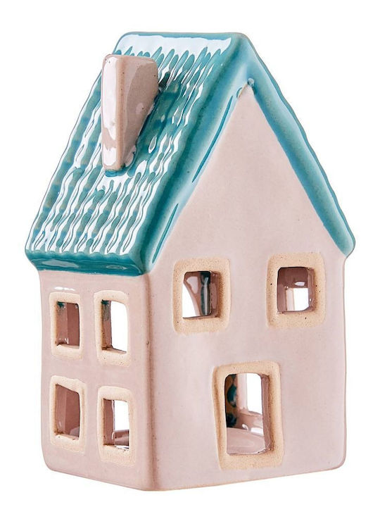 Butlers Winter Village Kerzenhalter für Teelichter aus Keramik in Rosa 7x6x11 cm