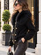 Long Women's Knitted Cardigan with Buttons Black