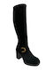 Suede Women's Boots with Medium Heel Black