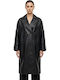 Damen-Lederhalbmantel Black mit Knöpfen