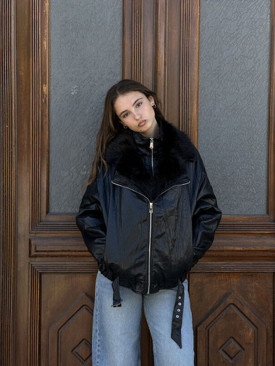 Desiree Γυναικείο Biker Jacket Μαύρο