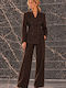 Women's Striped Brown Suit