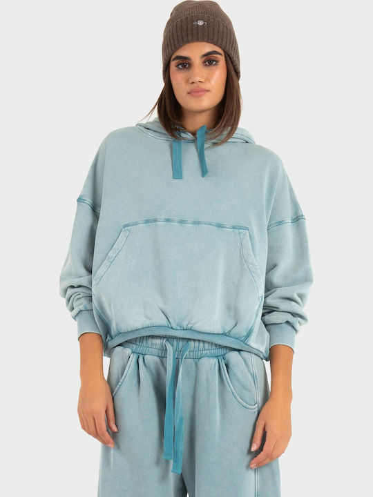 Γυναικείο Φούτερ με Κουκούλα Light Blue