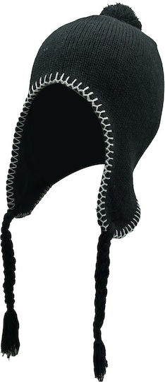 Beanie Unisex Fleece Σκούφος Πλεκτός σε Μαύρο χρώμα