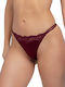 Damen-String 2er-Pack mit Spitze in Burgunderrot