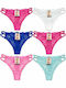 Women's String MultiPack Blue-White-Fuchsia-Mint-Pink-Fuchsia