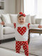 Kids Sweatpants Set With Top in Ecru and Red