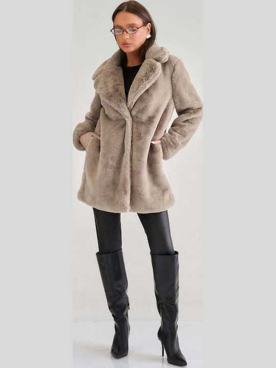 Decoro Kurzer Damenpelz Beige Dunkel