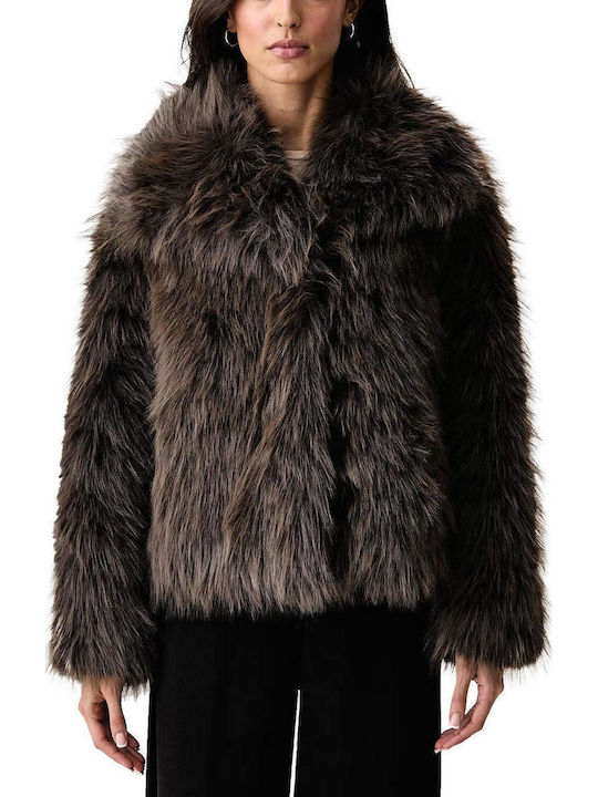 DKNY Short Women's Fur Dark Brown