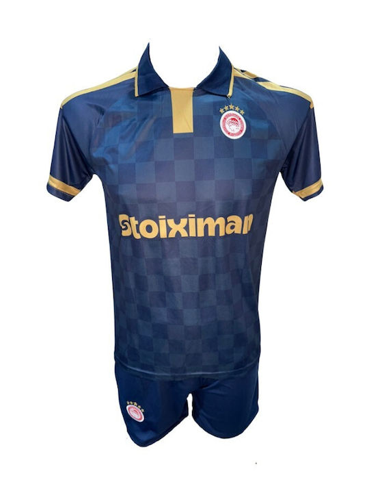 Kids' Olympiacos Fortounis Football Kit Blue Gold Collar 101026-08
