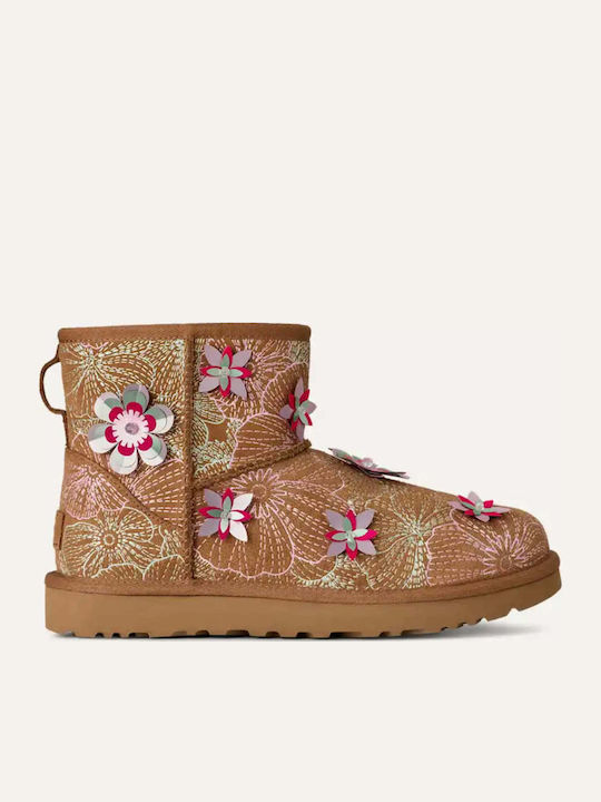 Mini Suede Γυναικεία Μποτάκια Αστραγάλου Chestnut
