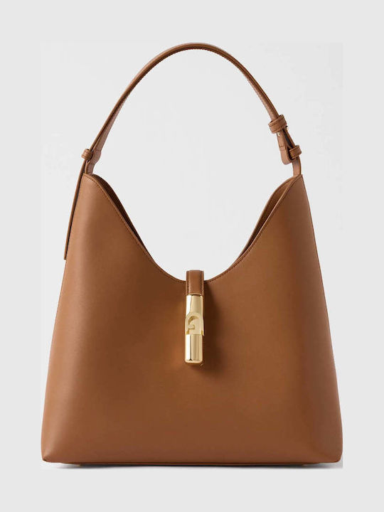 Goccia M Hobo-Tasche aus Leder für Damen Brandy