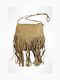Women's Beige Suede Crossbody Bag with Fringes