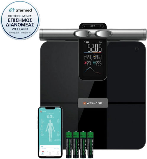 Smart Scale 180kg with Body Fat Counter & Bluetooth Black FI2419LB