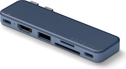 Satechi 5-Port Hub with USB-C / USB-A Connection Blue