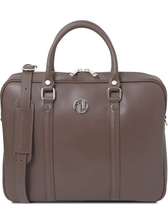 Tuscany Leather Shoulder / Handheld Laptop Bag in Grey TL142453 Tuscany Leather Shoulder / Handheld Laptop Bag in Grey TL142453