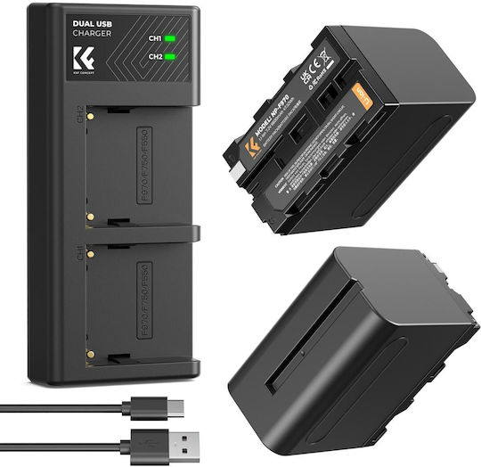 K&F Concept Încărcător Dublu de Baterii Compatibil cu Sony