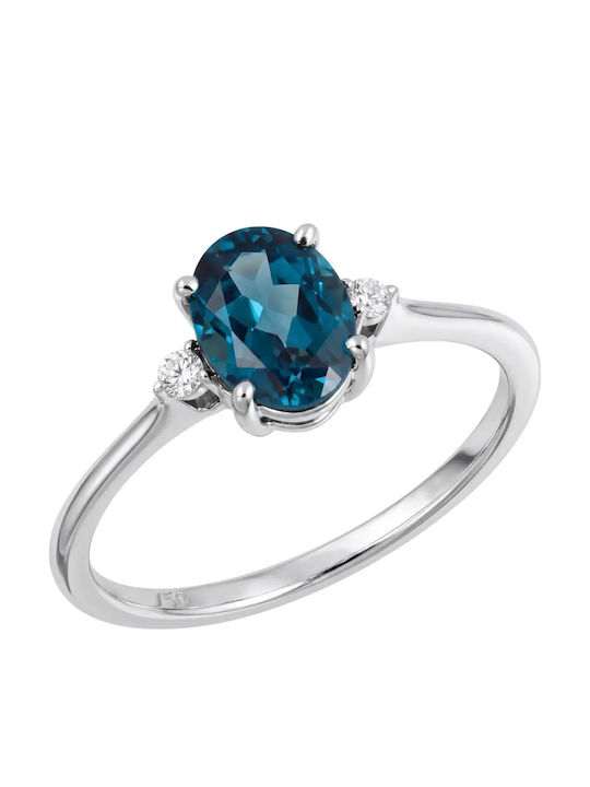Damenring mit Diamant aus 18 Karat Weißgold