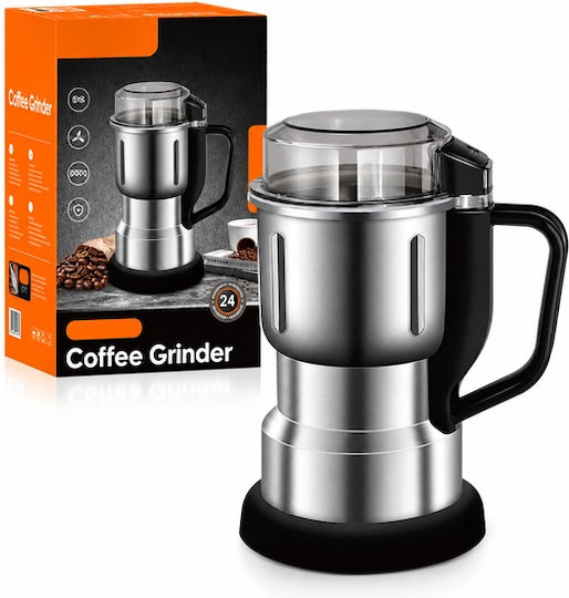 Electric Coffee Grinder 500W with 300g Capacity and Grinding Levels Silver