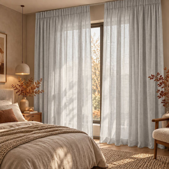 Kraft World Перде с перделък, сиво, 280x280 см.