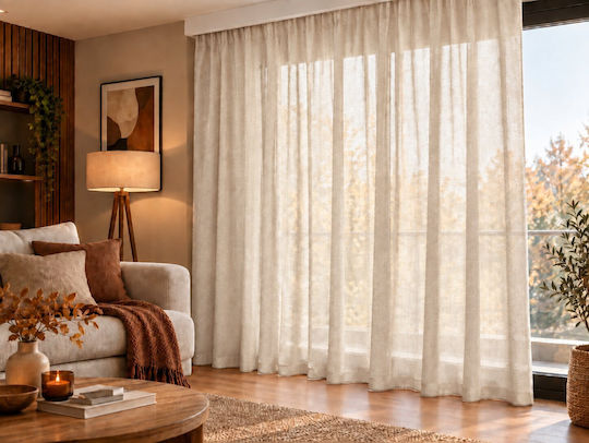 Kraft World Перде с Перделък в Екрю 270x270 см