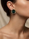 Women's Gold Stud Earrings with Green Cabochon Stone in an Organic Shape Prime Steel Gold Green Women One Size Ssn334