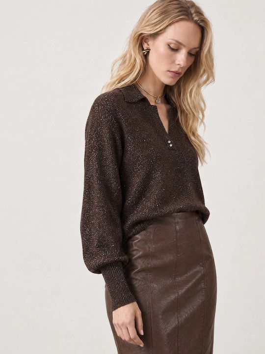 Bill Cost Women's Long Sleeve Brown Blouse
