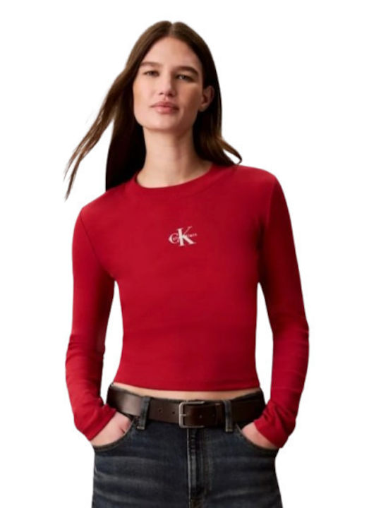 Calvin Klein Damen Crop T-Shirt Rot