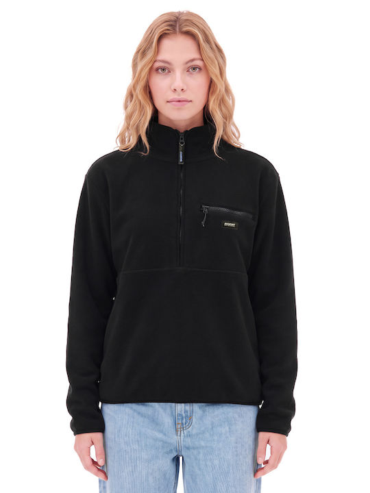 Winter Women's Fleece Top with Zipper Black