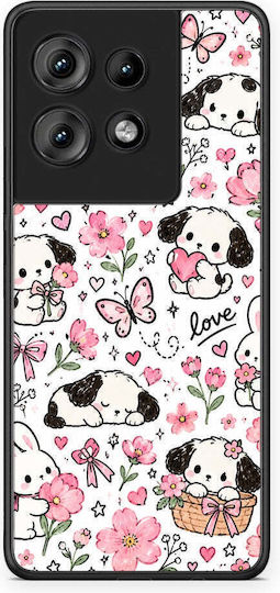 Smartfits Pink Florals Puppies Bunnies on White Motorola Edge 50 Case