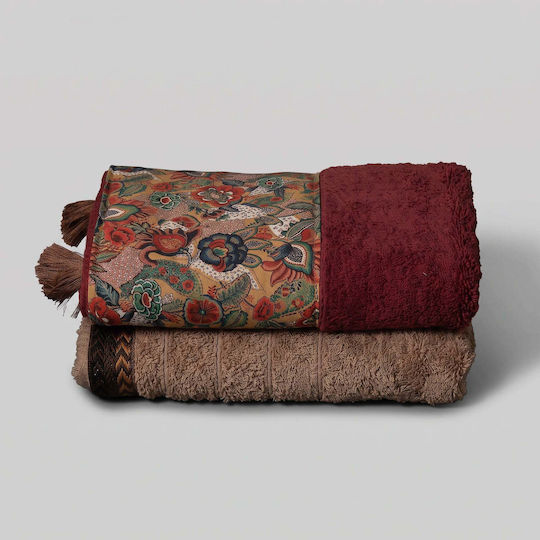 White Fabric Tansy Pompom Face Towel 50x100cm Multicolour Weight 600gr/m²