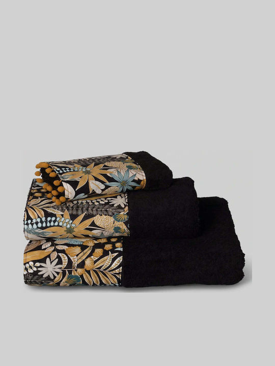 White Fabric Figaro Hand Towel 30x50 cm Black 6...