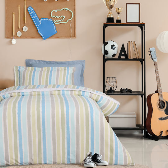 Das Home Σετ Σεντόνια Μονά με Λάστιχο από Βαμβάκι & Πολυεστέρα Multicolor 170x260cm