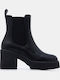 Suede Women's Chelsea Ankle Boots with High Heel Black