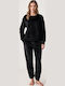 DKNY Зимен Дамски Комплект Пижама Черен