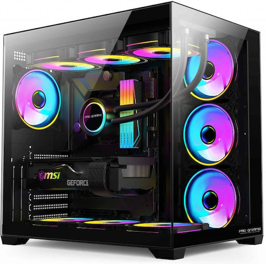 Elite Cube Carcasă PC cu Panou Lateral și Iluminare ARGB Neagră
