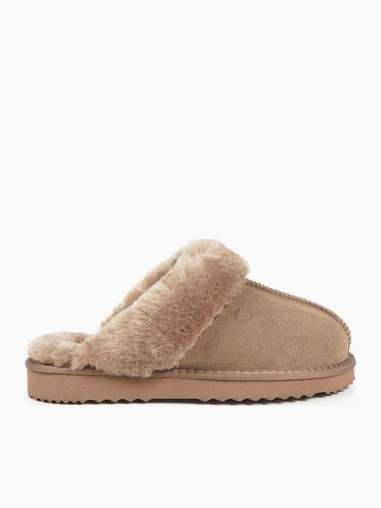 Suede Closed Brown Women's Slippers