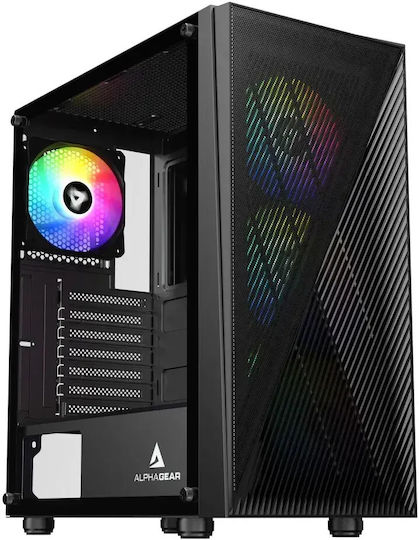 Shifter Gaming Midi Tower Computer Case with Side Window and RGB Lighting Black
